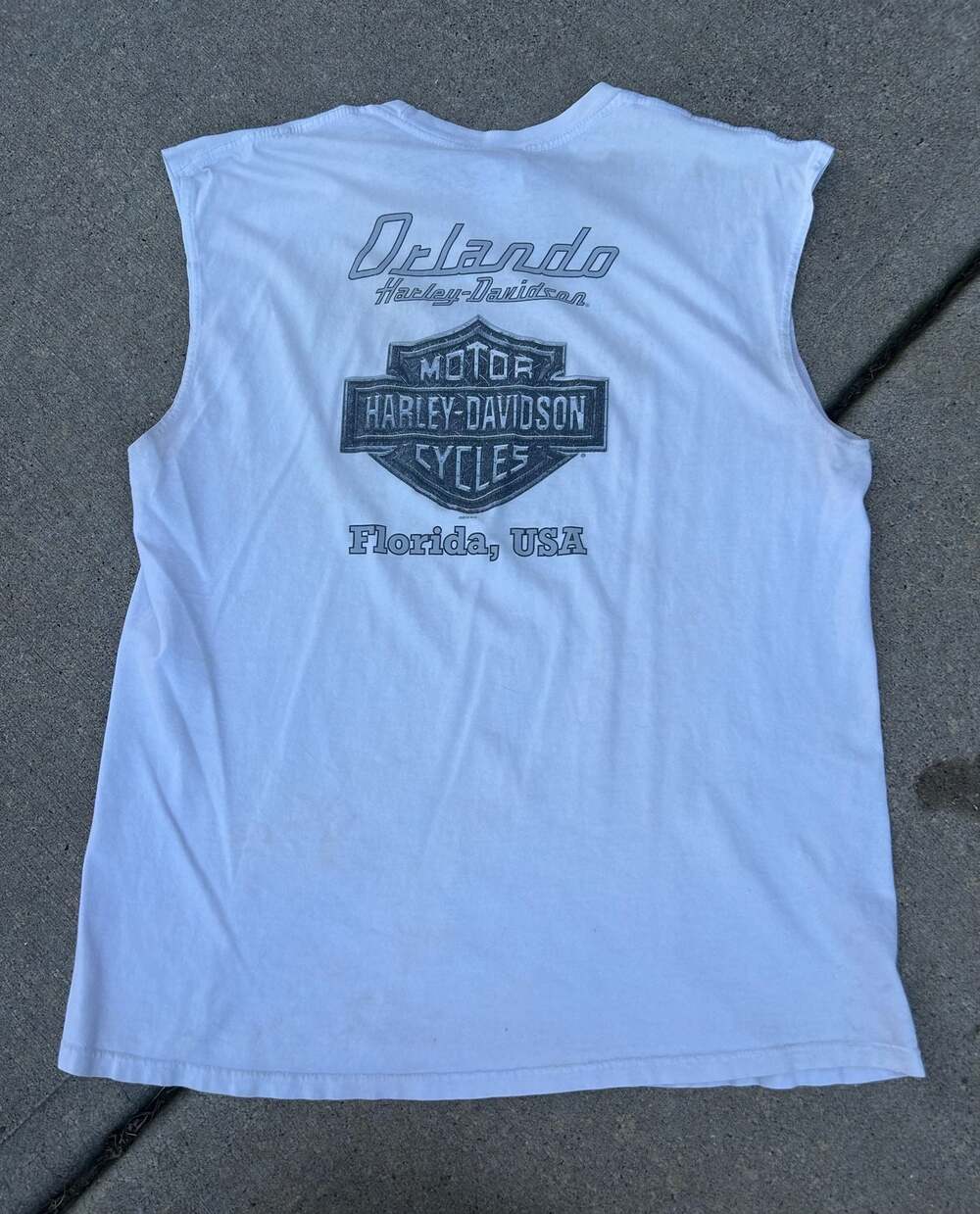 Harley-Davidson Orlando Florida Graphic Sleeveless Muscle Shirt White XL